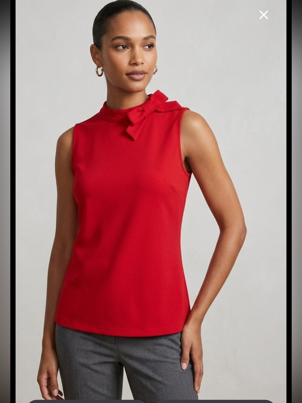 Ann Taylor Sleeveless Red Bow-Neck Tank